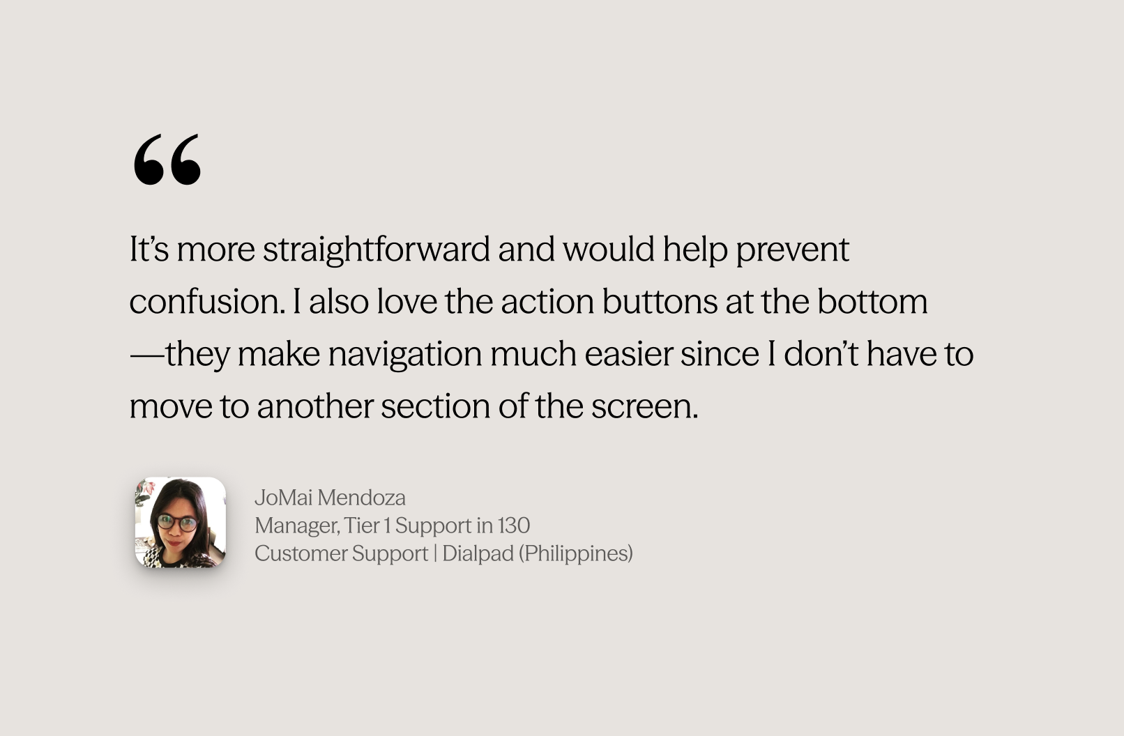 Customer feedback — JoMai Mendoza